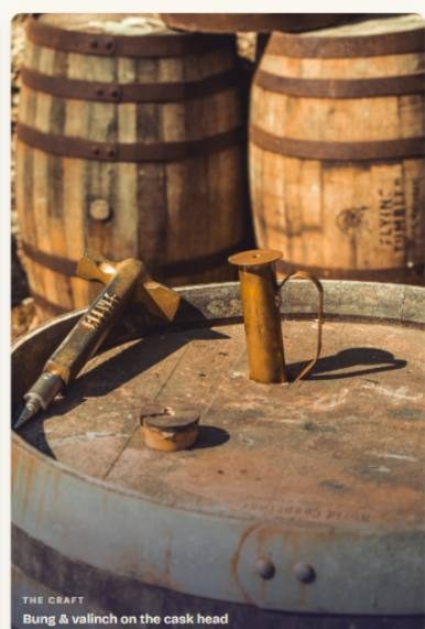 Valinch and bung on a Flying Tumbler cask head